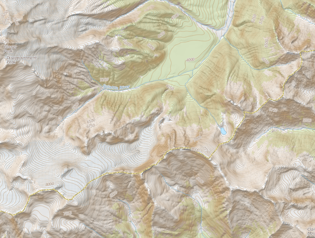 Improved Topo Base map of the Glacier Peak WA area