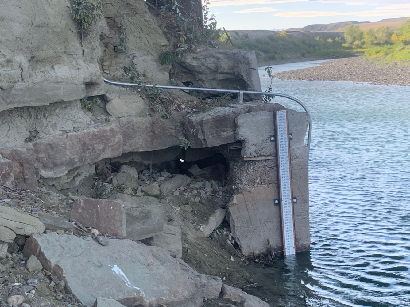 Two Medicine River above Badger Creek near Piegan Montana Staff Plate