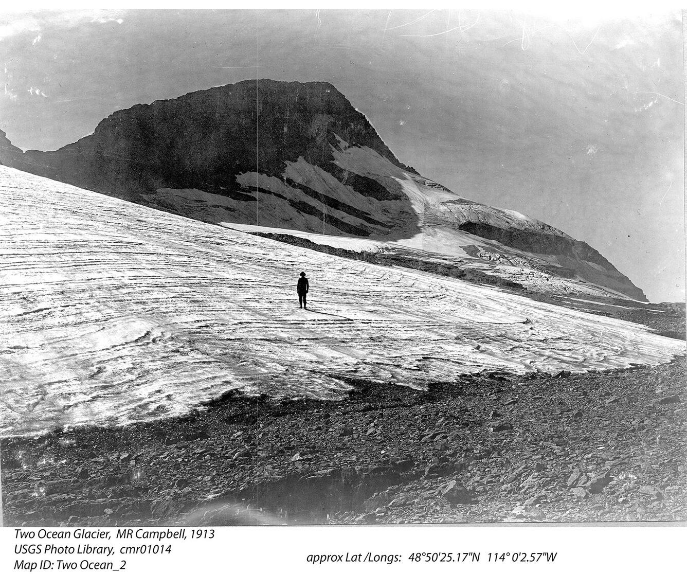 Two-Ocean Glacier in Glacier National Park, circa 1913.  Image 2 of 3.