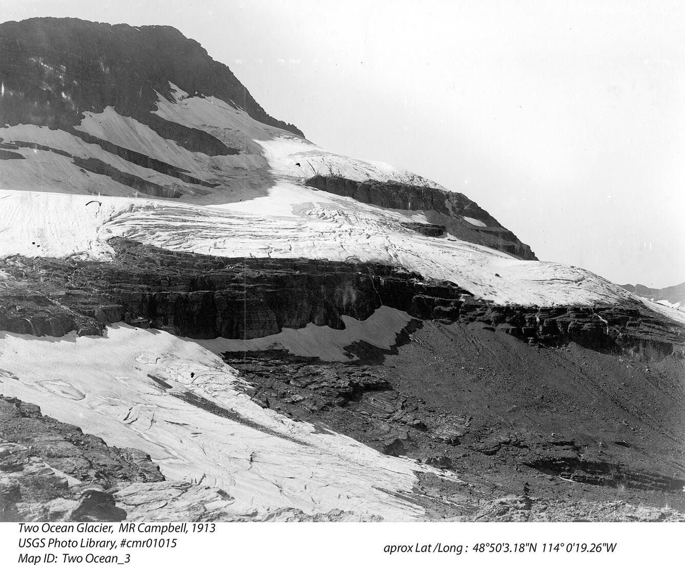 Two-Ocean Glacier in Glacier National Park, circa 1913.  Image 3 of 3.