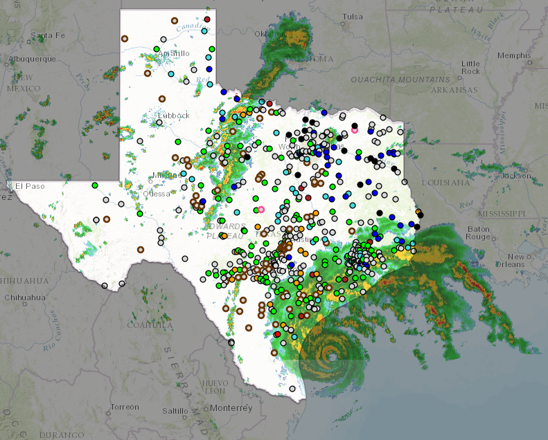 Screenshot of the Texas Water Dashboard on August 25, 2017. 