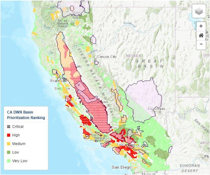 Map displaying areas in California where the USGS has built groundwater models