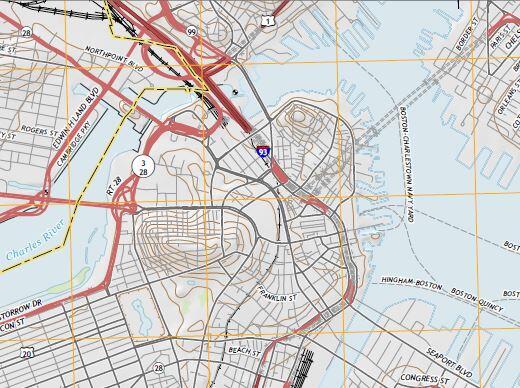 Thumbnail image of portion of the 2015 US Topo Map for Boston, MA