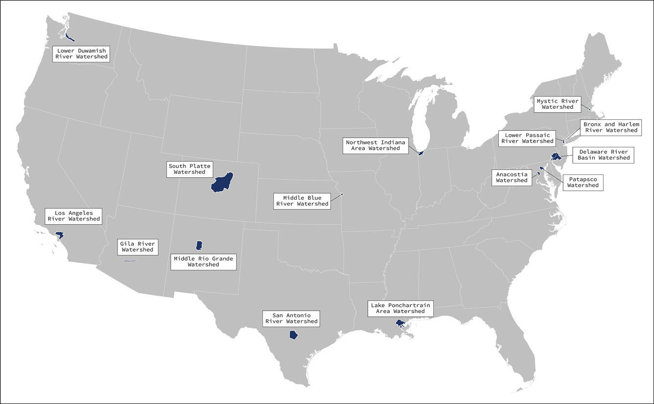 Inset map showing continental United States, state outline, and 2020 project areas
