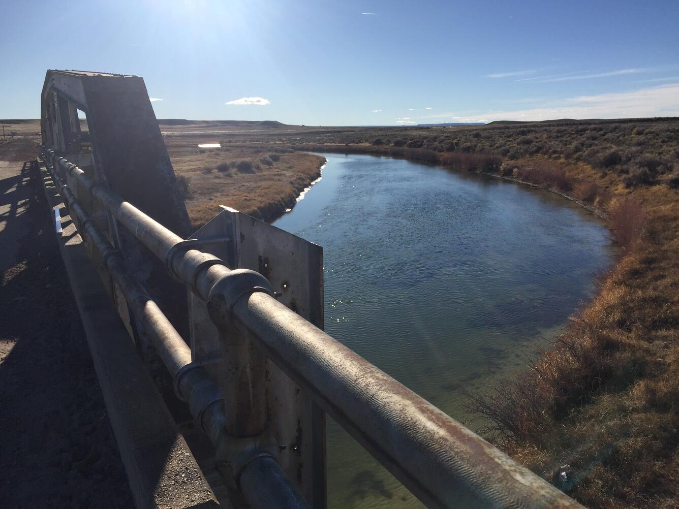 Upstream view of Blacks Fork from streamgage 09219200