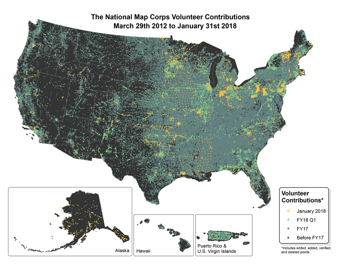 TNMCorps Status Map: Contributions through January 31, 2018