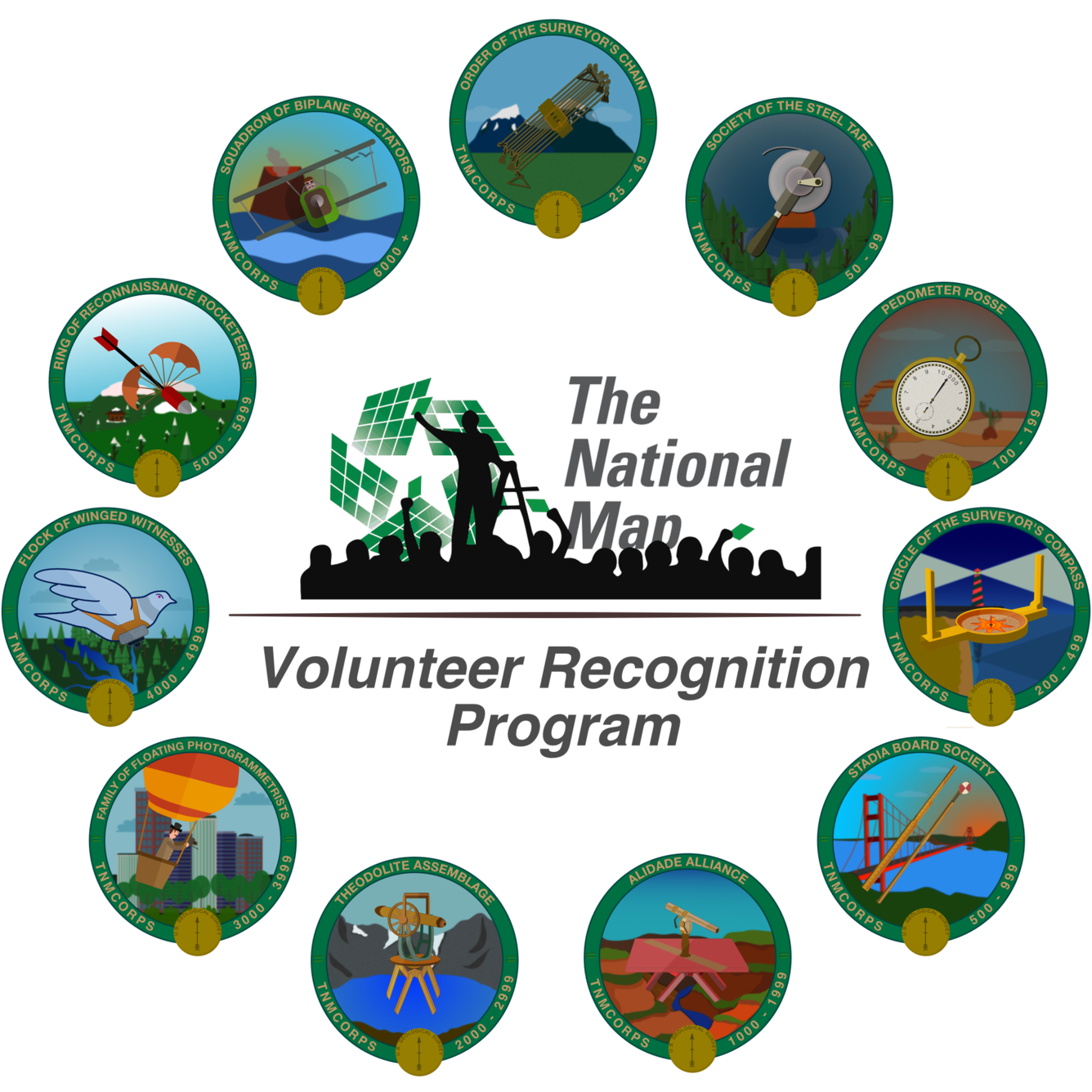 Image of all awards available from The National Map Corps