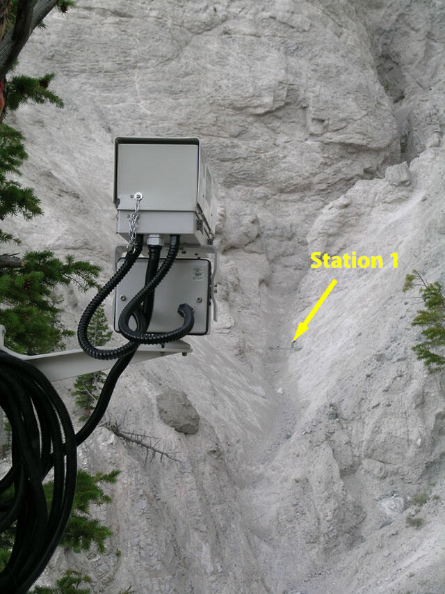 View from Video Camera set up looking towards station one in Chalk Cliffs