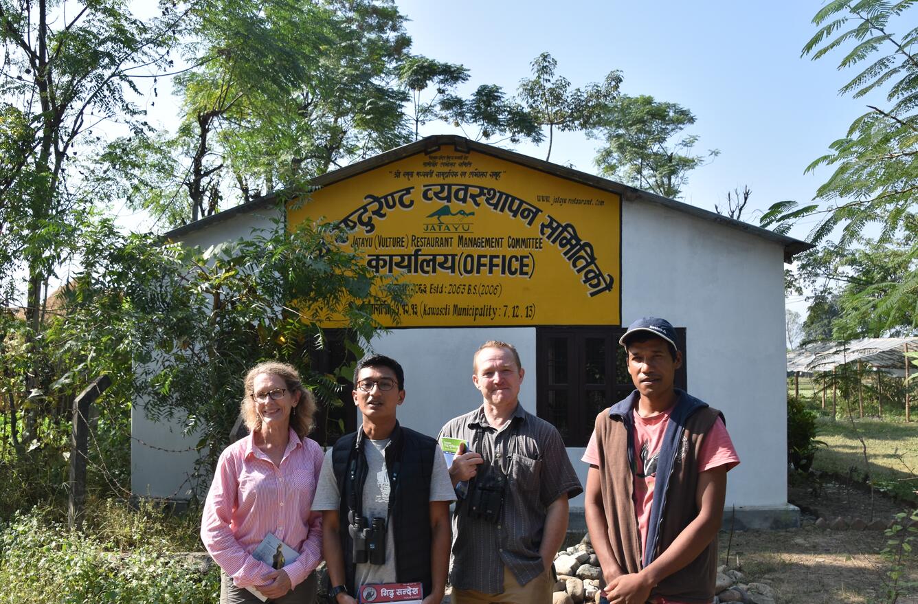 USGS Scientist Emeritus, Dr. Carol Meteyer, visiting the first vulture ‘safe zone’ sanctuary in Nepal.