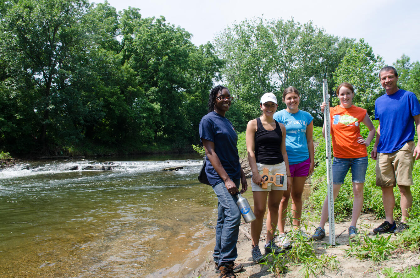 A University of Delaware student research field crew working near White Clay Creek in 2013.