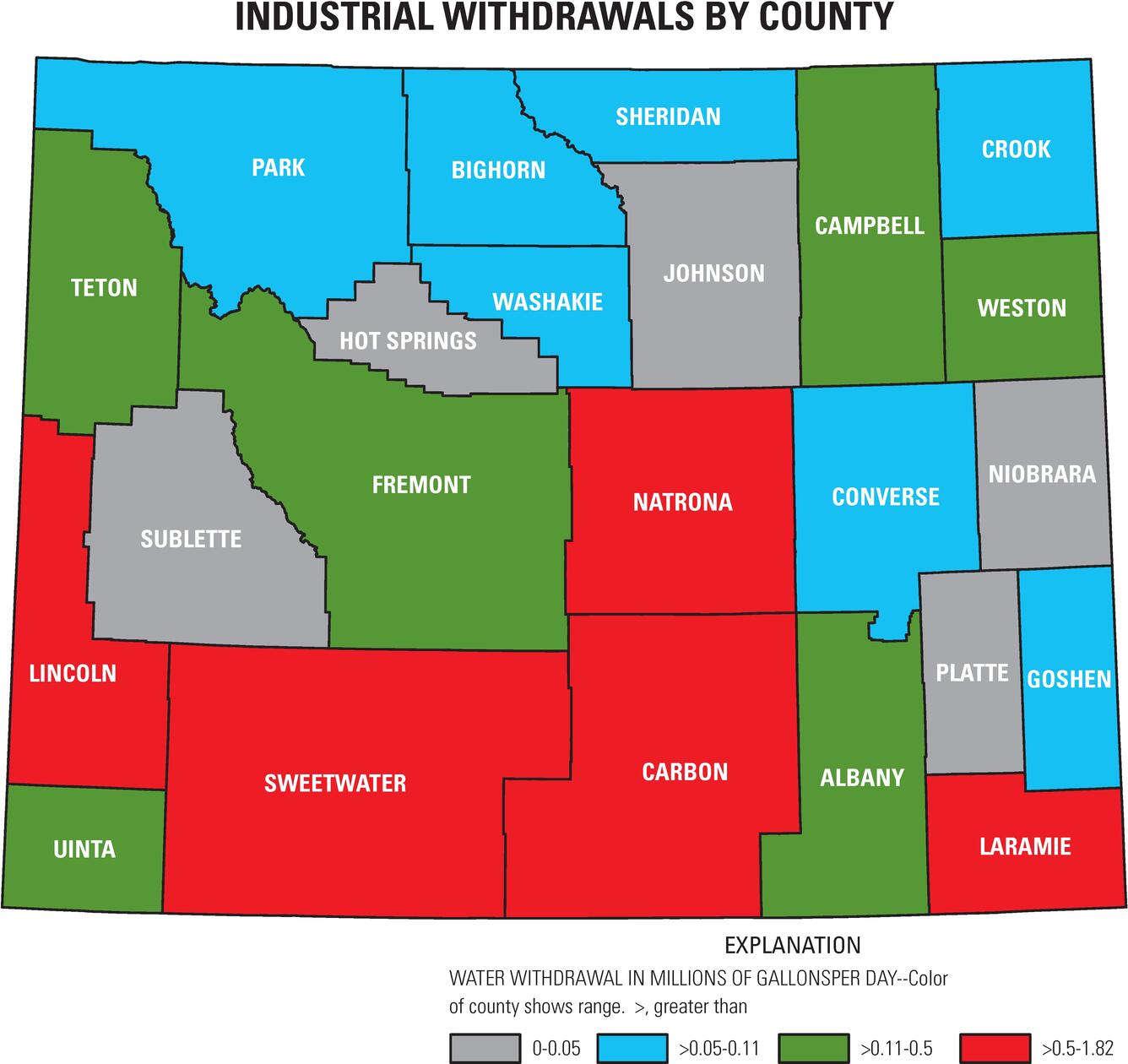 Wyoming 2015 Water Use Industrial Withdrawals by County