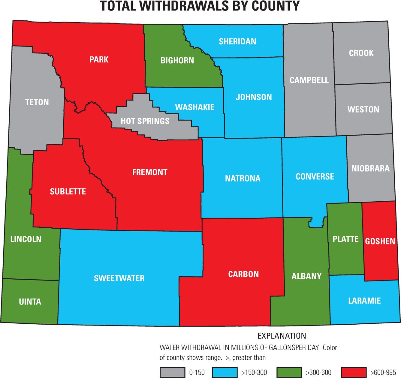 Wyoming 2015 Water Use Total Withdrawals by County