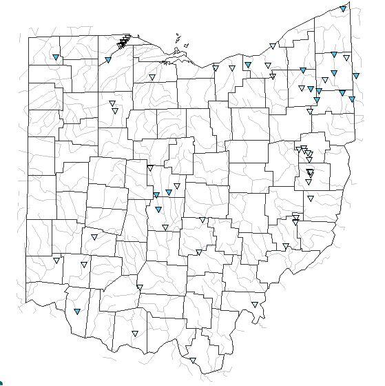 Map Illustration of Water Quality Monitor Network in Ohio