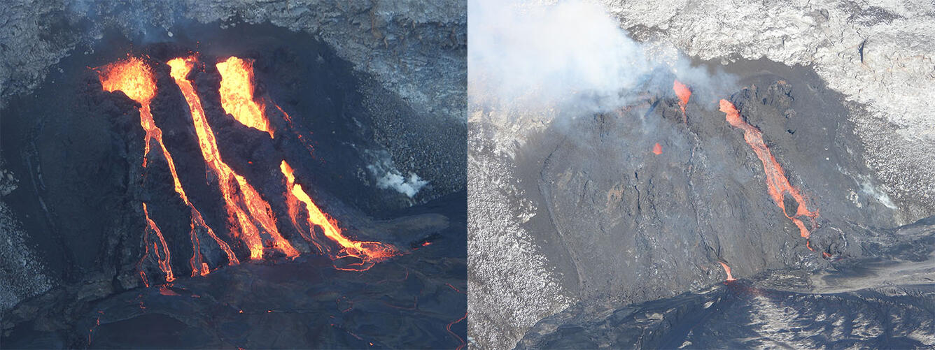 The ongoing eruption within Halema‘uma‘u crater continues at the western fissure vents.