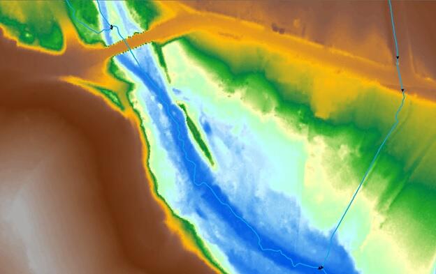 Elevation derived hydrography 15 meter wide river single line stream