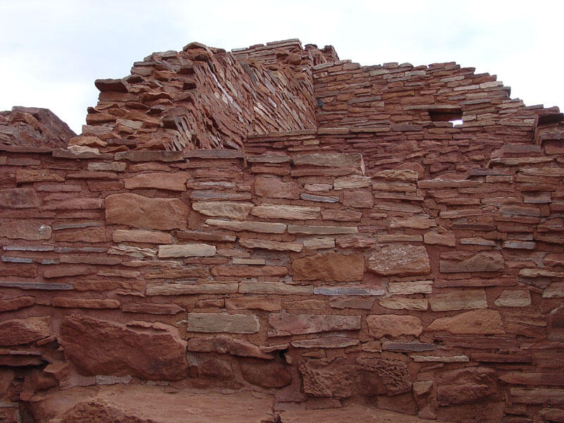 This is a photo of the detail of stone masonry on the Wupatki Pueblo ruins.