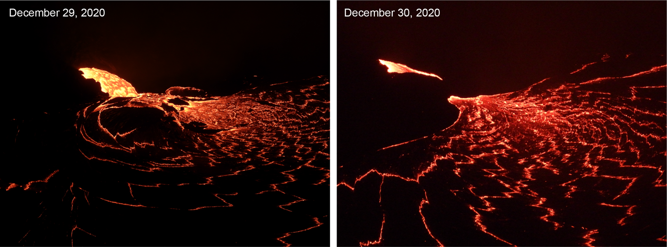 Color photographs of lava lake