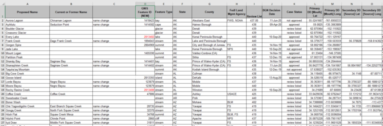 Blurred sample of the BGN Domestic Names Committee proposal statuses