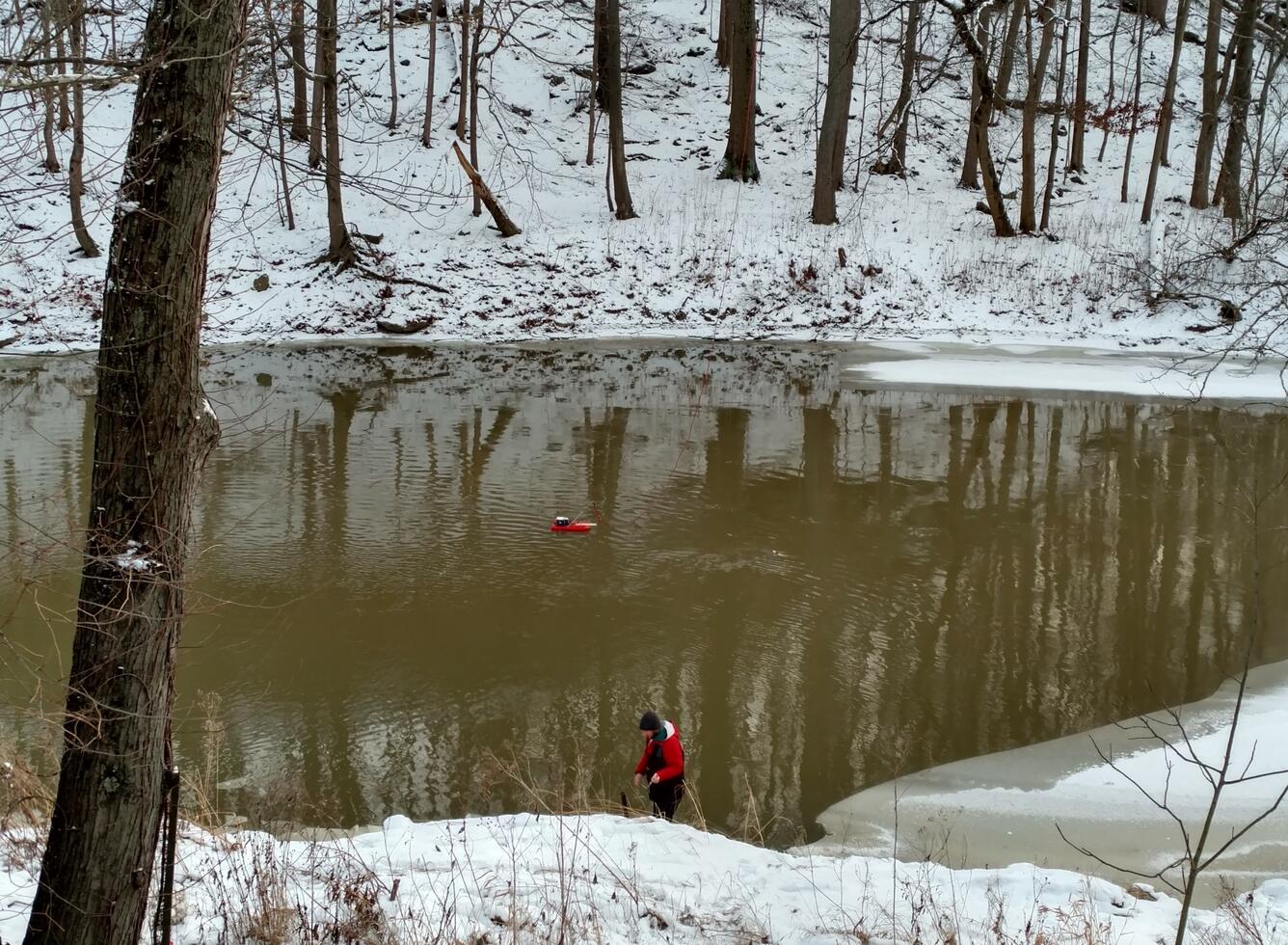 Black River at Elyria, OH - adcp measurement on snow covered river