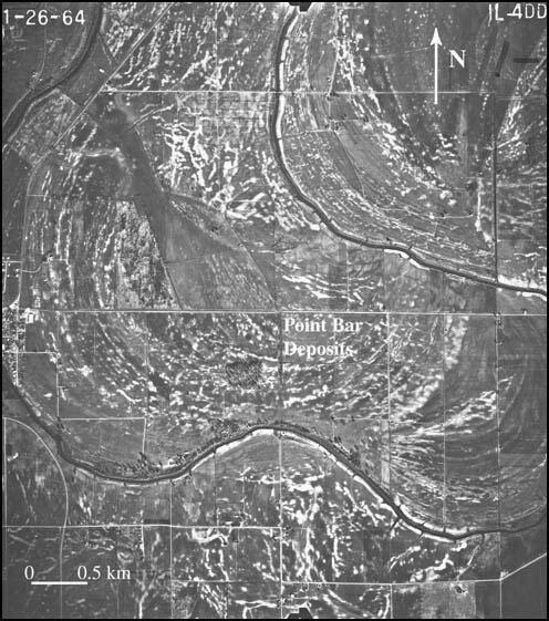 Aerial photograph of sand blow deposits