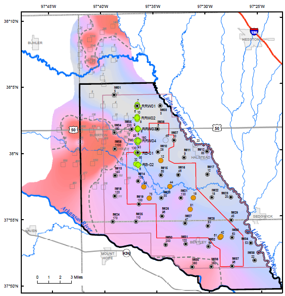 Average chloride concentrations in deep wells, 2013 only