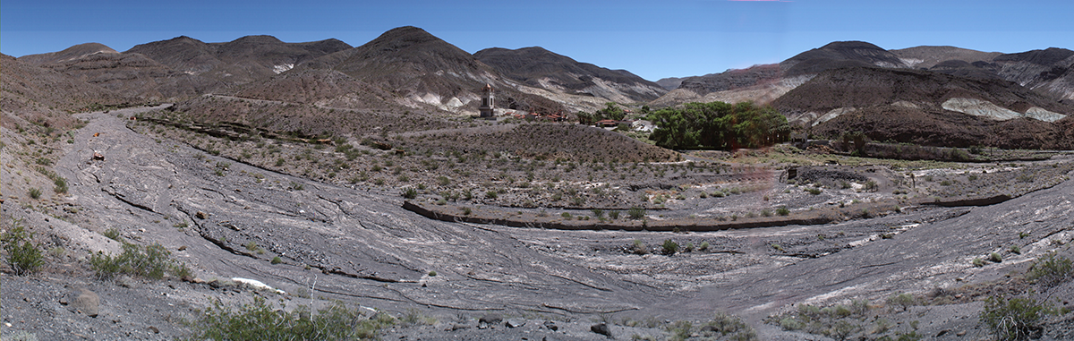Panoramic view of washes around Scotty's Castle, Death Valley, CA