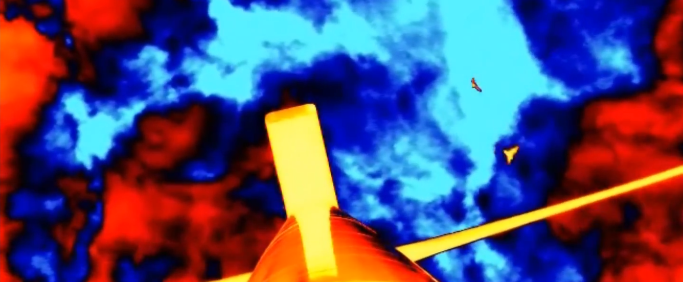 Thermal image of bats flying near a wind turbine