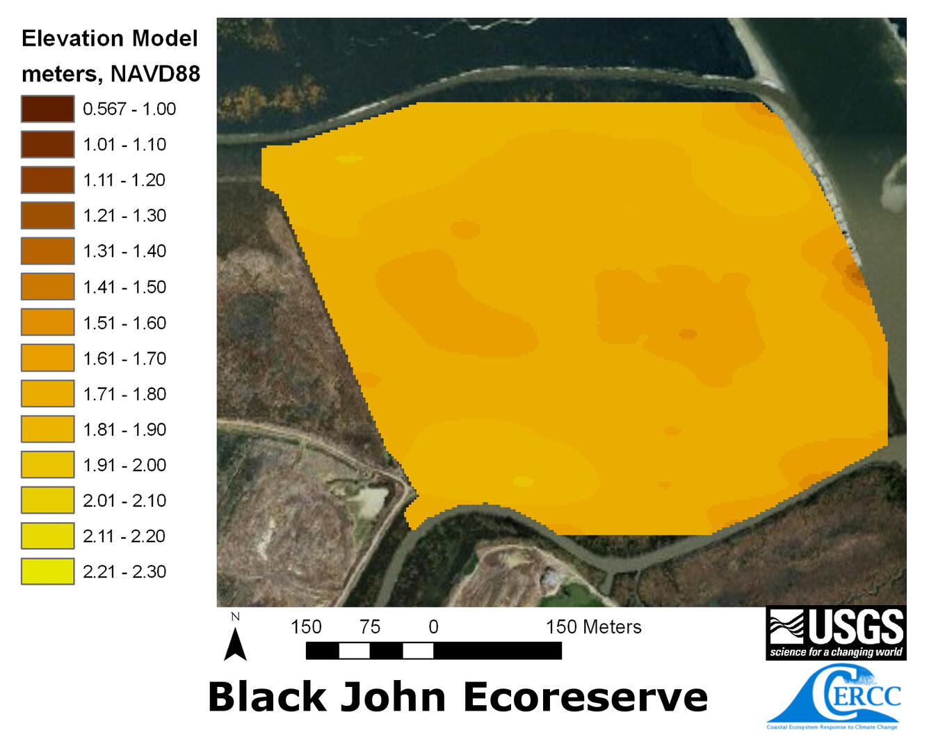WERC Map of the derived elevation data at Black John Marsh