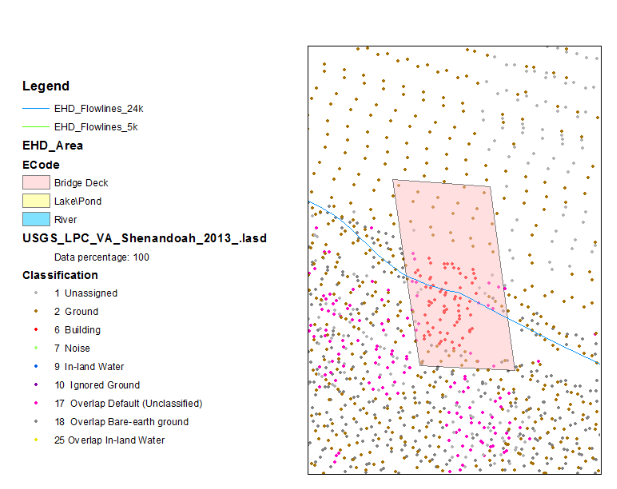 Elevation derived hydrography breakline error example