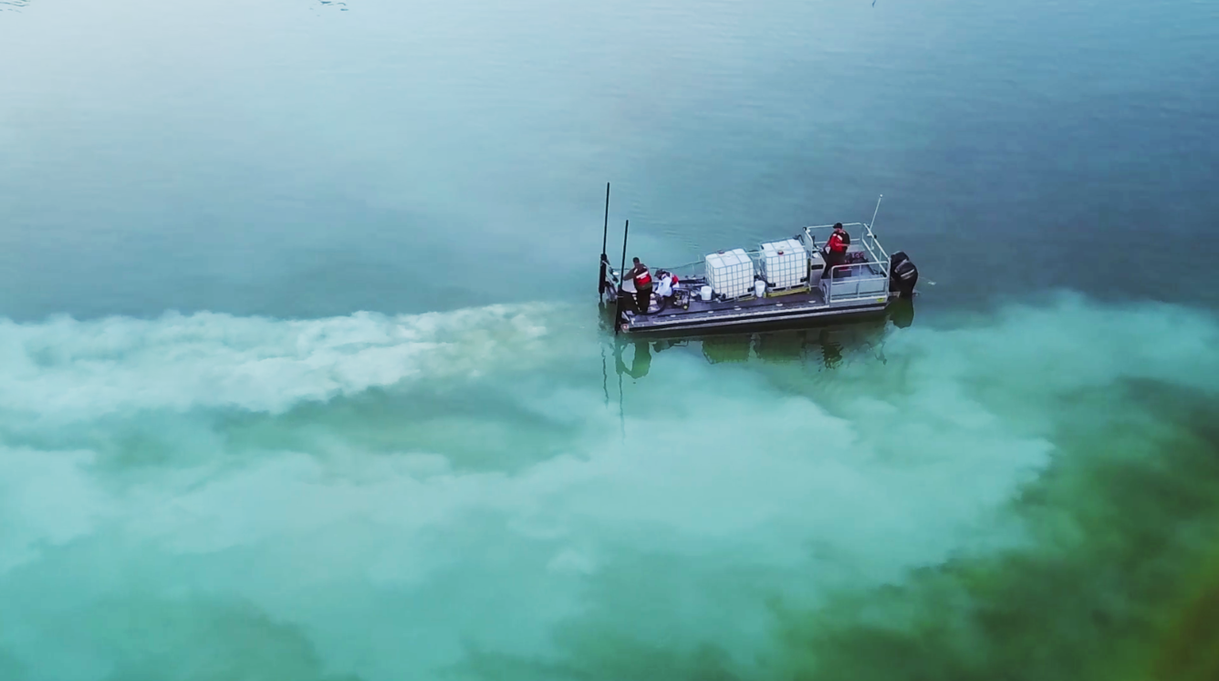 Boat trolling for zebra mussels