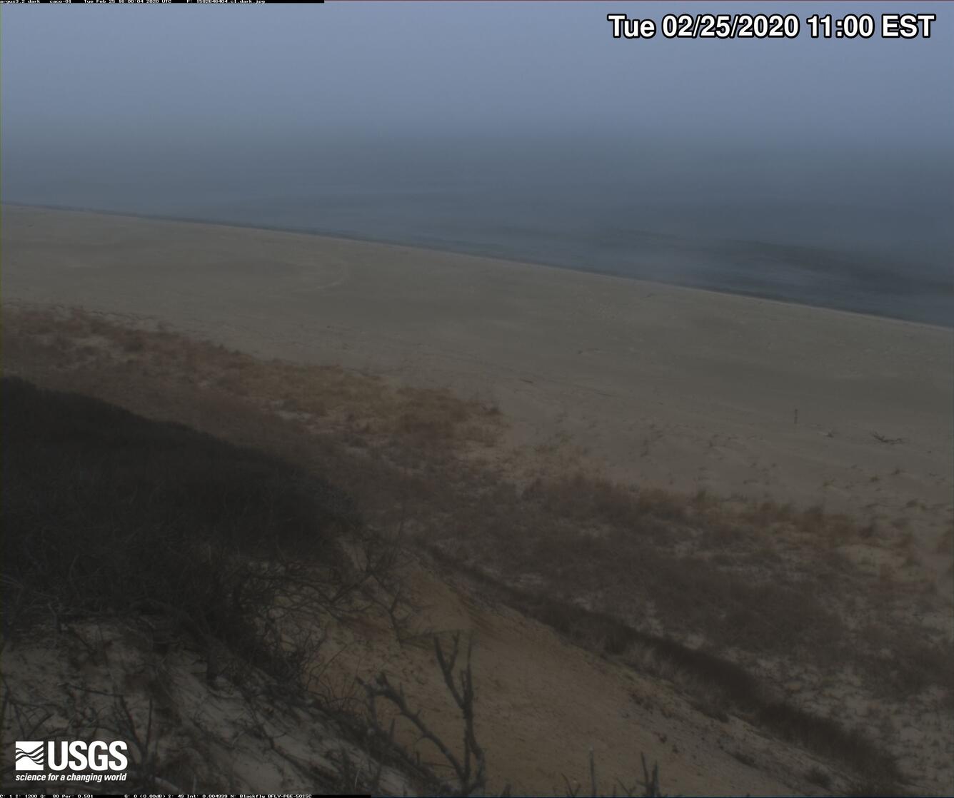Photograph of Head of the Meadow Beach shoreline, dark, camera 1
