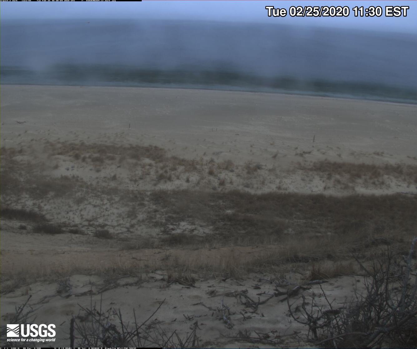 Photograph of Head of the Meadow Beach shoreline, dark, camera 2