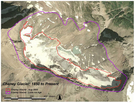 Chaney Glacier, 1850-2005.