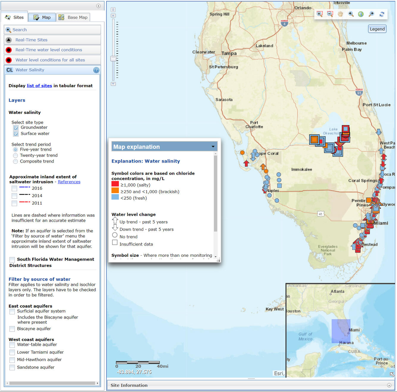 Water Level and Salinity Analysis Mapper