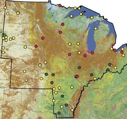 National park sample locations used to calculate vulnerability to projected climate and land use changes from 2080-2099