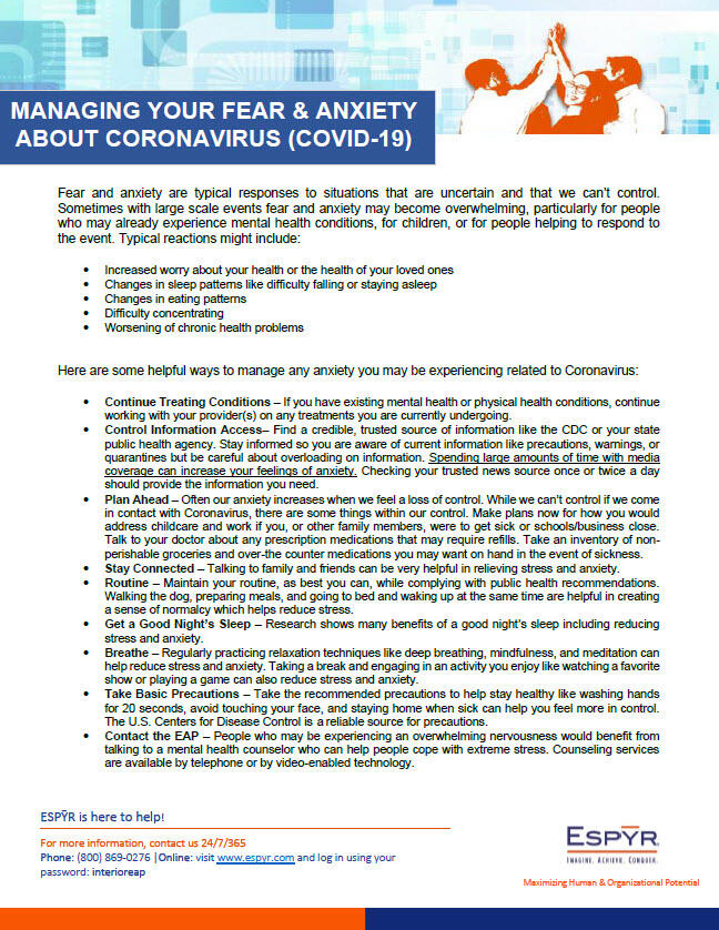 Managing Anxiety COVID-19 front cover