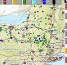 colored dots on map of New York