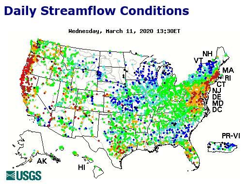 Daily Streamflow Map of the United States