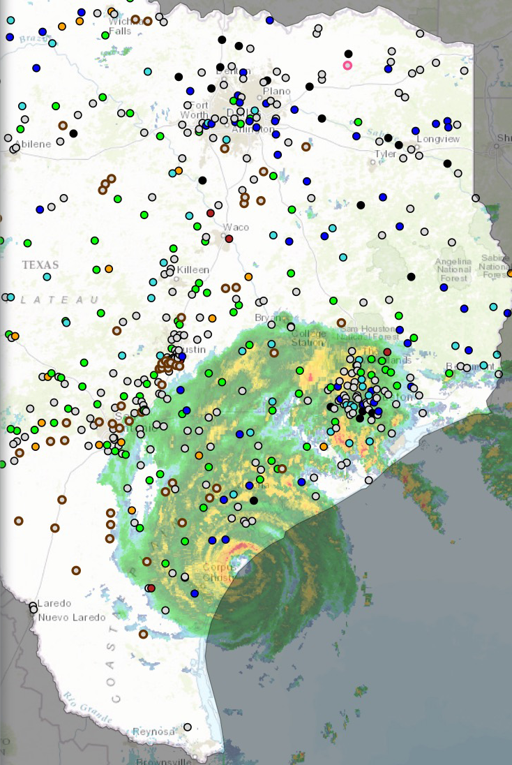 Texas water dashboard during hurricane Harvey