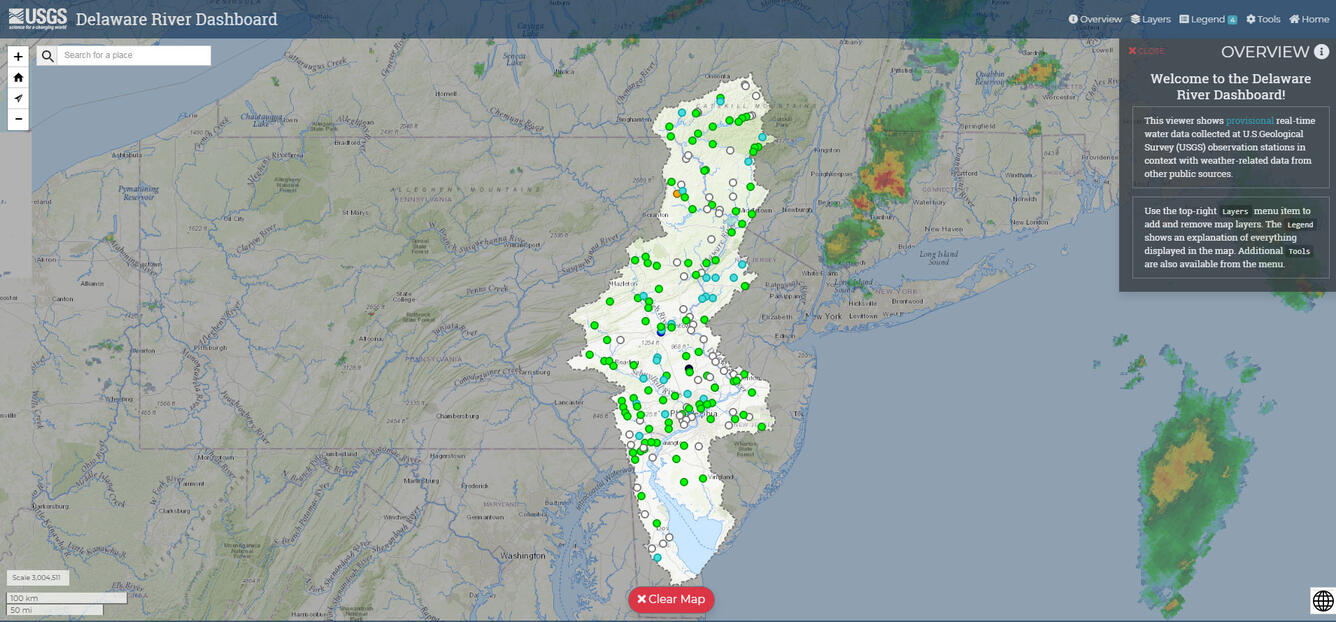 Screen capture of Delaware River Dashboard