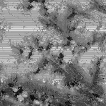 Example of saturation striping in Landsat 7 Enhanced Thematic Mapper Plus (ETM+)Level-1 Radiometric(L1R) Band 3 data