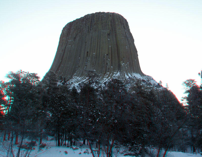Park entrance of Devils Tower National Monument on a cold March morning, 2009. Devils Tower is located in northeastern Wyoming n