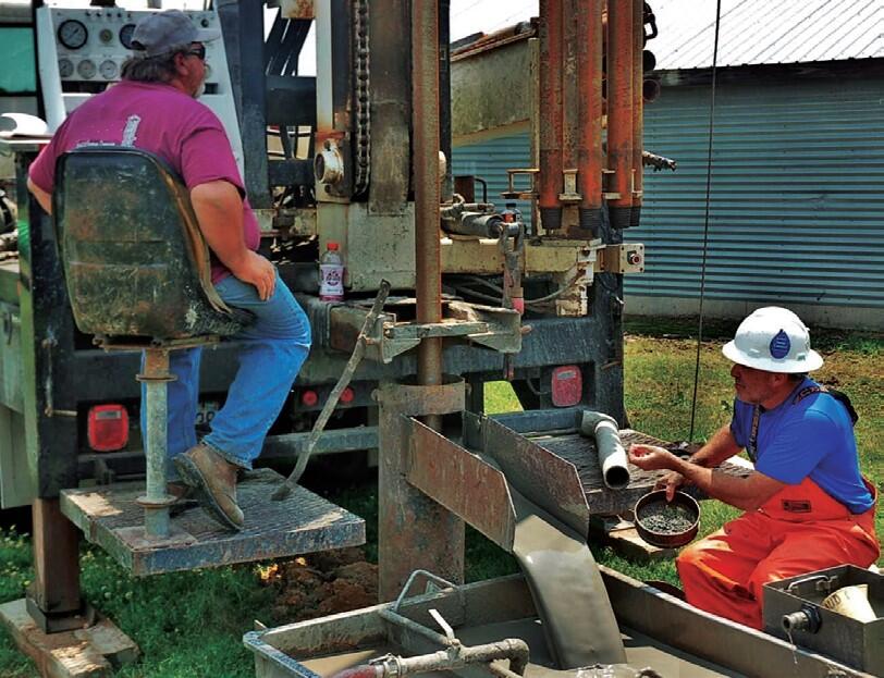 Processing sediment cuttings from a borehole in Accomack County, Virginia. 