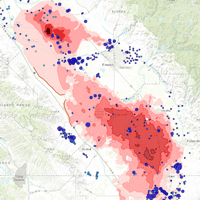 Screenshot of the interactive Central Valley drought indicators map