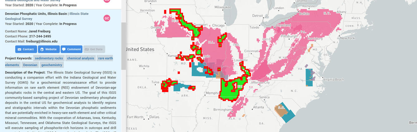 Earth MRI Acquisitions Viewer showing acquisition areas in the northeastern United States