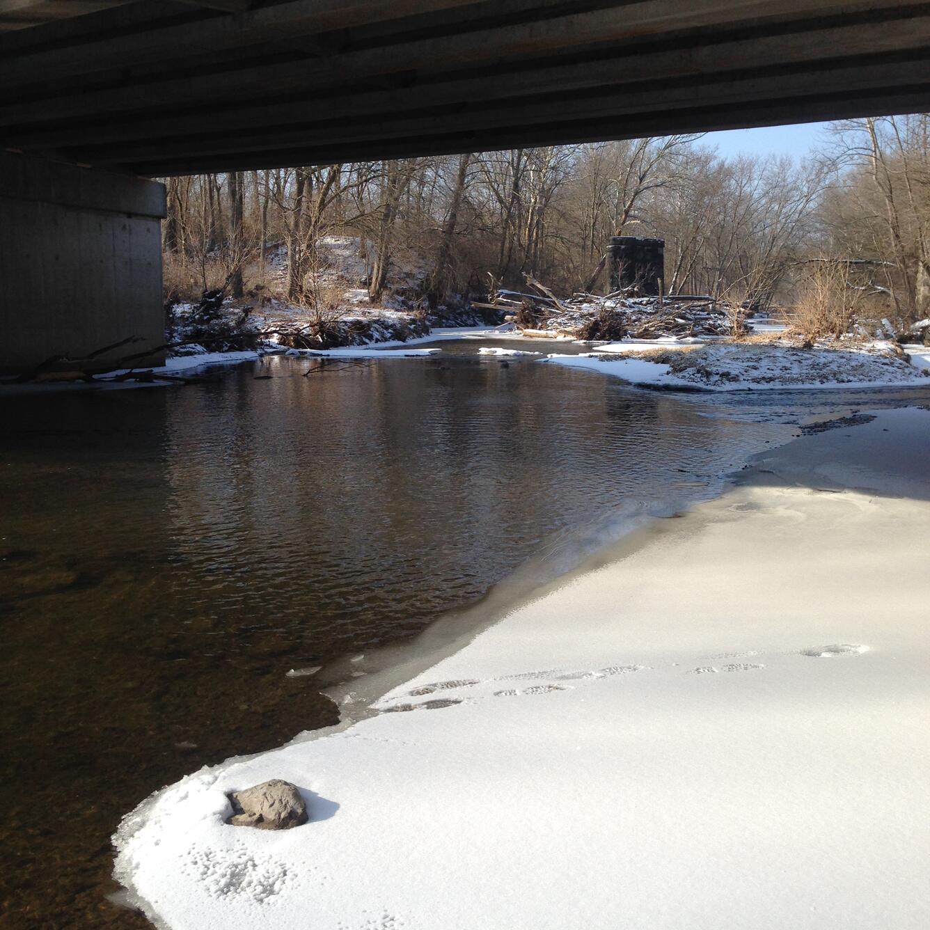 Eagle Creek at Zionsville, IN - snow on the ground