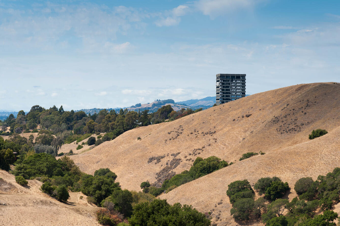 Warren Hall visible on a hill