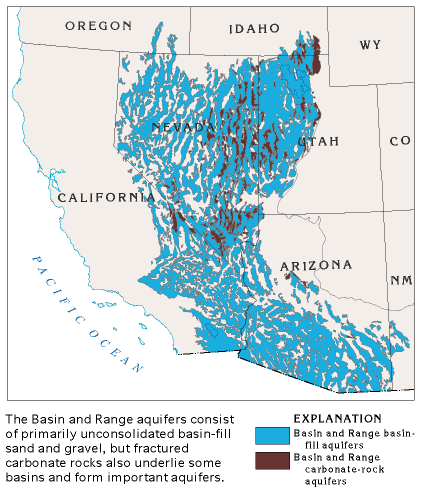 Basin and range aquifer map