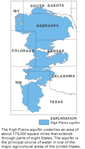 Map showing the extent of the High Plains aquifer system