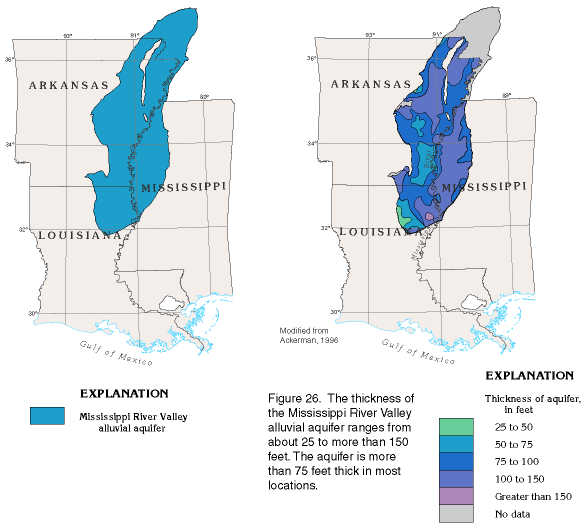 Map of the Mississippi River Valley alluvial aquifer